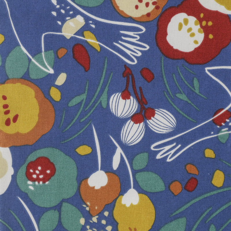 Algodón estampado KIBIRD Azul / Multicolor vintage